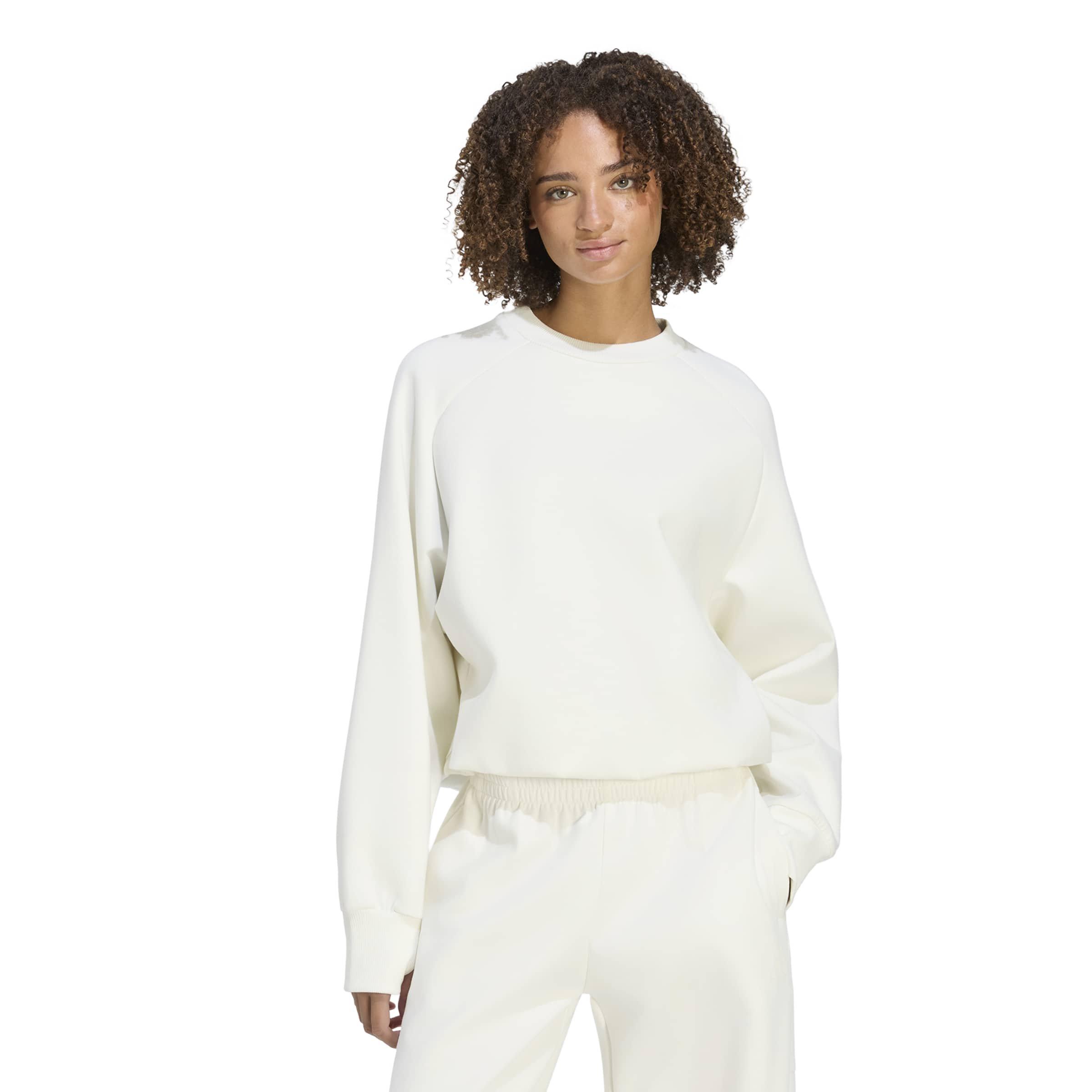 adidas Women's Soft Lux Winter Knit Sweatshirt - OFF-WHITE